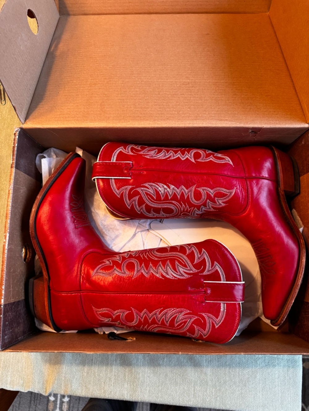Nicola - Red Embroidered Western Cowboy Boots Womens